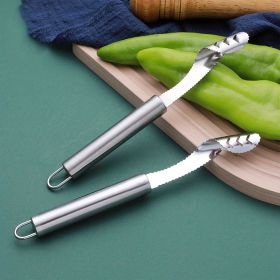 2pcs Pepper Corer; Stainless Steel Fruit Corer; Vegetable Corer; Corer With Serrated Slices And Handle; For Jalapeno