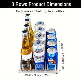1 Set 3/4/5 Rows Soda Can Dispenser, Refrigerator Bottle Can Organizer, Self-Pushing Soda Can Dispenser Holds Up To 12 Cans, Beverage Storage For Pant