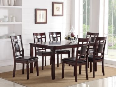 Modern Contemporary 7pc Dining Set Espresso Finish Unique Eyelet Back 6x Side Chairs Cushion Seats Dining Room Furniture