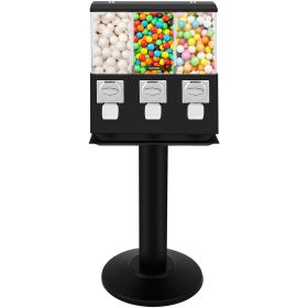 VEVOR Triple Head Candy Vending Machine, 1-inch Gumball Vending Machine, Commercial Gumball Vending Machine with Stand and Adjustable Candy Outlet Siz