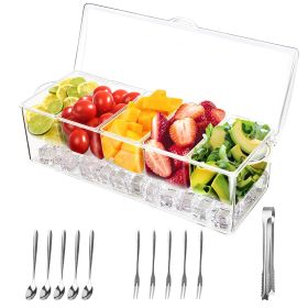 Condiment Server with 5 Removable Compartments Transparent Serving Tray Container with Lid