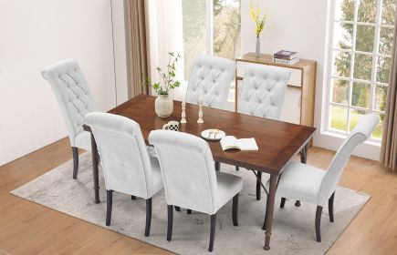 6 Piece Dining Table Set Wood Dinette Table and 6 Upholstered Chairs and a Bench with Cushion, Farmhouse 70'' Kitchen Table Set for 6 People Espresso