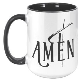 Coffee Cup, Dual Color Ceramic Mug 15oz, Amen Inspiration Print