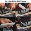 Knife Sharpener  3 Stage Kitchen Chef Knife and Scissor Sharpeners Restore Knives or Shears Blades Quickly Safely with Adjustable Angle Button for Var