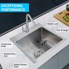 Simple Deluxe 15-Inch Top-Mount Workstation Kitchen Sink, 16 Gauge Single Bowl Stainless Steel with Accessories (Pack of 3 Built-in Components), 15 In