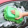 1pc Car Wash Mitt Chenille Microfiber Wash Sponge Scratch Free; Ultra Absorbent Microfiber Waffle Drying Towel For Car Detailing; Green; 9.05in*5.11in