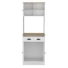 DEPOT E-SHOP Selmer Pantry Cabinet with Drawer and 3-Doors, White / Macadamia