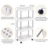 Storage Cart 4-Tier Slide Out Rolling Utility Cart Storage Organizer Shelf Rack, Mobile Shelving with 4 Storage Baskets for Kitchen Living Room Bathro