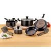 12pc Simply Cook Nonstick Cookware Set Black