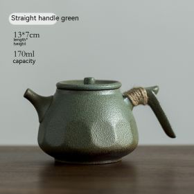 Stoneware Bluestone Glaze Side Handle Anti-scald Handle Tea Set Teapot Household (Option: Straight Handle Pot)