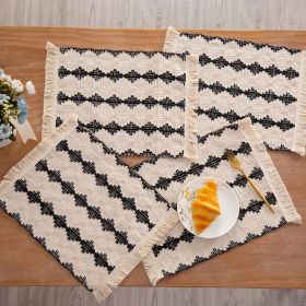 Cotton And Linen Style Fabric Woven Placemat (Option: Black Square-33x50cm)