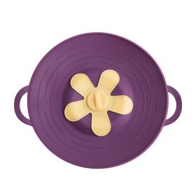 Kitchen Silicone Stockpot Soup Anti-overflow Pot Cover Home (Option: Purple-325MM)