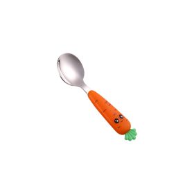 New Trending Children's Carrot Tableware Suit 304 Stainless Steel Tableware Baby Solid Food Spoon Fork Tableware (Option: Carrot Spoon)