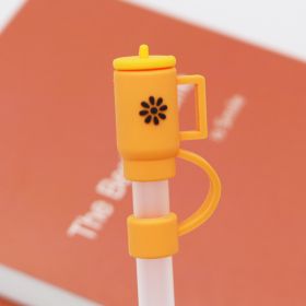 10mm Straw Cap Cup Straw Dust Cover (Option: Orange-Without Straw)