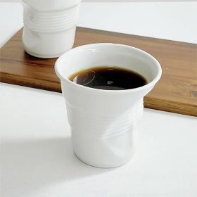 French Pleated Cup Irregular Ceramic (Option: Pure White Pleated Cup-200ml)