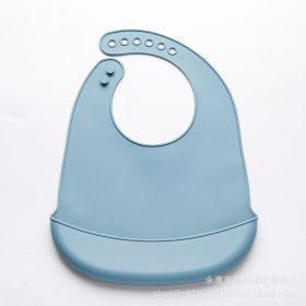 Thin Baby Eating Silicone Baby Bibs Oil-proof Waterproof Maternal And Child Supplies (Option: Thin Bib Gray Blue)