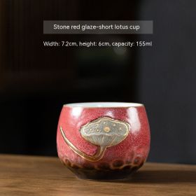 Retro Kiln Baking Master Ceramic Tea Set Couple's Cups (Option: Default-Lotus Seedpod Cup Short)