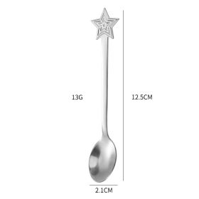 Creative Coffee Holiday Gift Box Stainless Steel Christmas Tableware Spoon (Option: Silver XINGX)