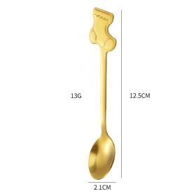 Creative Coffee Holiday Gift Box Stainless Steel Christmas Tableware Spoon (Option: Golden Socks)