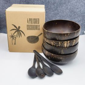 Natural Coconut Old Shell Bowl (Option: Grinding Style 4 Suit-Coconut Spoon)