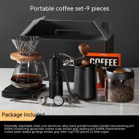 Pour-over Coffee Suit Gift Box Household American Coffee Maker Coffee Pot With Scale Combination (Option: Portable Coffee 9 Pieces Suit)