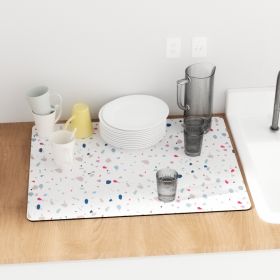 PU Leather Kitchen Countertop Draining Bar Table Insulation Bowl Plate Pot Absorbent Bathroom Mat (Option: Colorful Terrazzo-30x20)