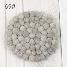 Anti-scald Tea Cup Temperament Pure Color Elegant Wool Ball Coaster (Option: 10cm Coaster 69)