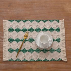 Cotton And Linen Style Fabric Woven Placemat (Option: Green Squares-33x50cm)