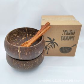 Natural Coconut Old Shell Bowl (Option: Polished 2 Suit-Door Frame Spoon)