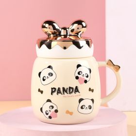 Cartoon Cute Ceramic Cup Printing Mug Color Bow Cup Lid (Option: D Style-400ml)