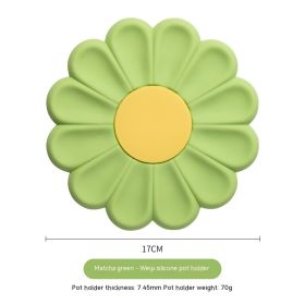 New Flower Heat Proof Mat Simple Durable Cute Japanese Coaster (Option: Matcha Green-17cm)