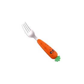 New Trending Children's Carrot Tableware Suit 304 Stainless Steel Tableware Baby Solid Food Spoon Fork Tableware (Option: Carrot Fork)