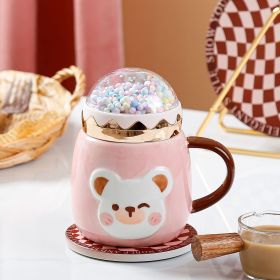 Large Capacity Ceramic Drinking Mug With Lid (Option: Pink-401 500ml)