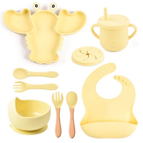 Baby And Infant Baby Food Three-grid Lobster Silicone Plate Suit