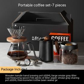 Pour-over Coffee Suit Gift Box Household American Coffee Maker Coffee Pot With Scale Combination (Option: Portable Coffee 7 Pieces Suit)