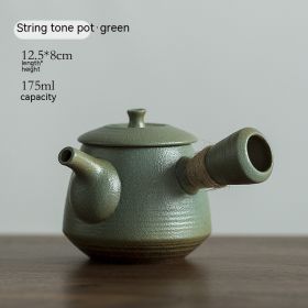 Stoneware Bluestone Glaze Side Handle Anti-scald Handle Tea Set Teapot Household (Option: Chord Pot)