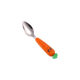 New Trending Children's Carrot Tableware Suit 304 Stainless Steel Tableware Baby Solid Food Spoon Fork Tableware (Option: Carrot Spoon Fork)