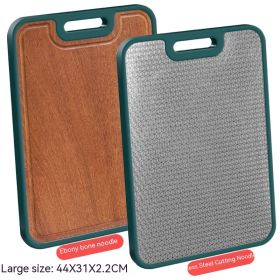 Ebony Thick 304 Stainless Steel Double-sided Cutting Board (Option: Green Edge-large)