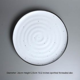 Ceramic Spot Steak Plate Decorative Tray Tableware (Option: Black Circle Sesame Glaze)