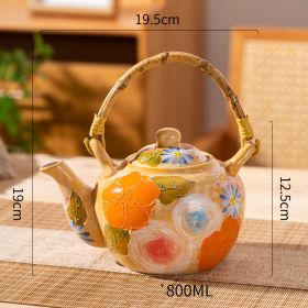 Elegant Lifting Handle Household Ceramic Underglaze Teapot Suit Hand Painted Good-looking Retro Water Glass (Option: Single Teapot)