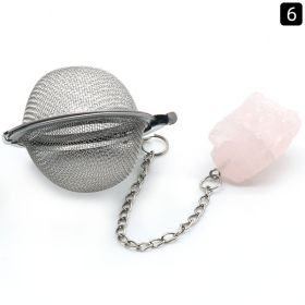 Natural Raw Gemstone Filter Ball Stew Ingredients Ball Stainless Steel Tea Filter Kitchen Gadgets (Option: Pink Crystal)