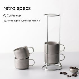 Outdoor Stainless Steel Double-deck Cup Heat Insulation Anti-scald Coffee Cup (Option: Silver-4 Cup Set With Storage Rack)