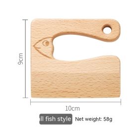 Solid Wood Toy Knife Kitchen Toy Children (Option: Small Fish Children Wood Knife)