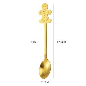 Creative Coffee Holiday Gift Box Stainless Steel Christmas Tableware Spoon (Option: Golden Gingerbread Man)