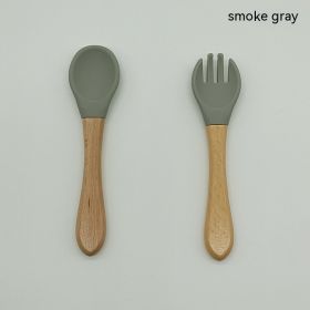 Pedology Eating Edible Silicon Spoon And Fork Set (Option: Smoky Gray)
