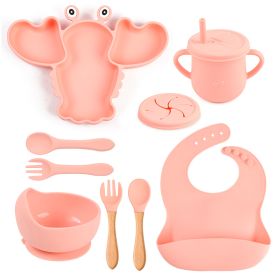 Baby And Infant Baby Food Three-grid Lobster Silicone Plate Suit (Option: Y12-Lobster Plate Full Set)