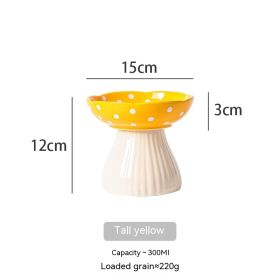 High Foot Protection Anti Roll Pet Products Cat Bowls (Option: Tall Yellow Mushroom)