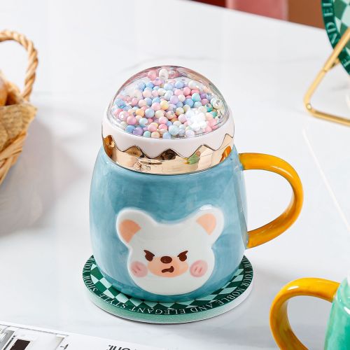 Large Capacity Ceramic Drinking Mug With Lid