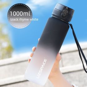 Large Capacity Water Cup For Sports Portability (Option: Black Rhyme White-1000ml)