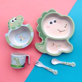 Bamboo Fiber Children's Tableware Set Cartoon Solid Food Bowl (Option: 055 Dinosaur)